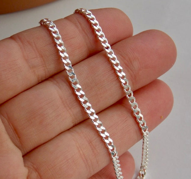Sterling Silver Flat Curb Chain 3mm
