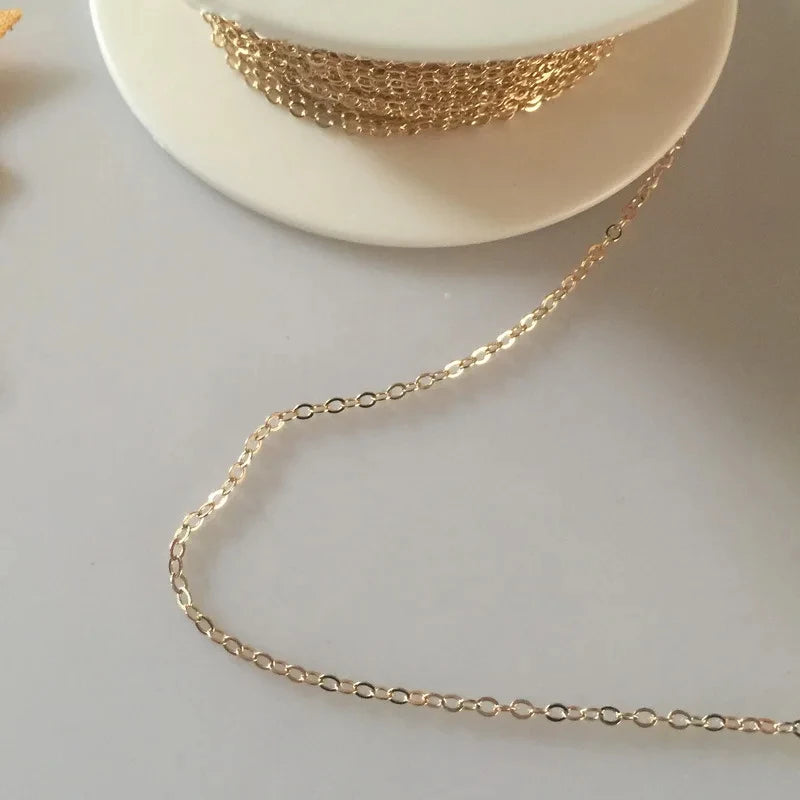 14K Solid Gold Flat Cable Chain 1.4mm