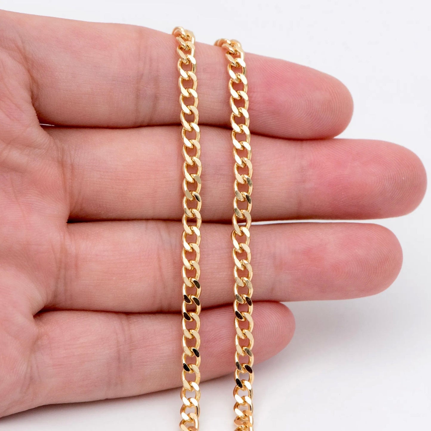 Gold filled Flat Curb Chain 3mm