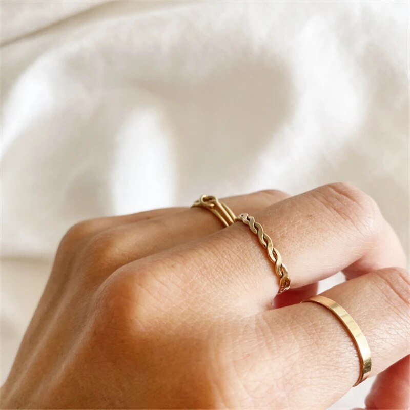 Gold filled Thick Woven Stacking Ring