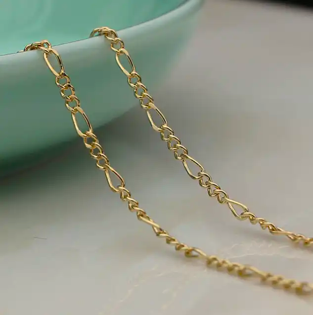 1PCS Jewelry 2MM Figaro Necklace 18K Gold Filled Necklace Chains For  Pendants