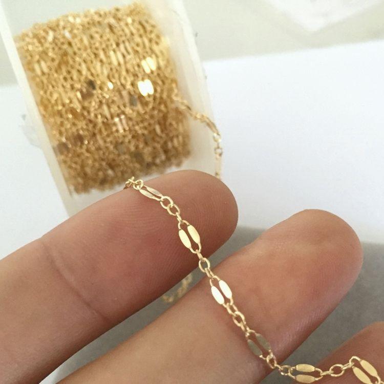 Gold Filled 3+1 Long and Short 2.7mm Flat Dapped Chain - Chainsandfindings