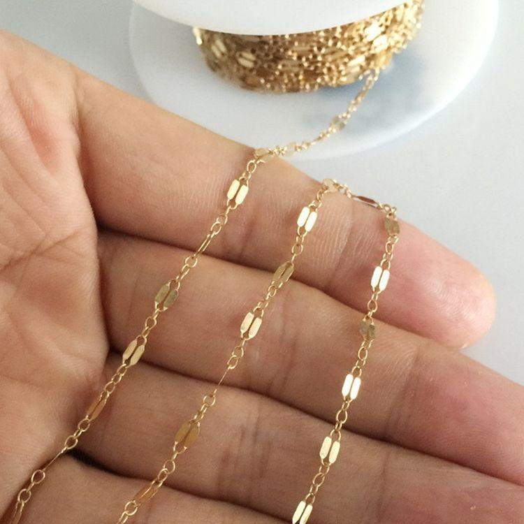 Gold Filled 3+1 Long and Short 2.7mm Flat Dapped Chain - Chainsandfindings